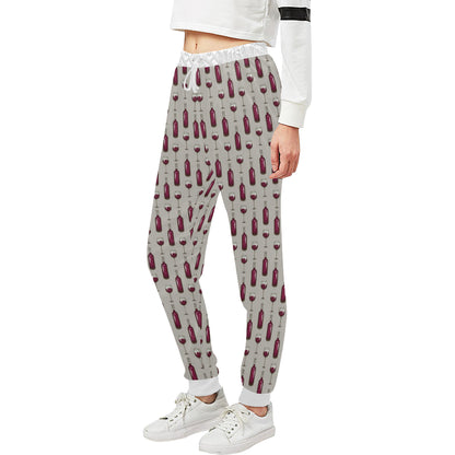Wine Bottle Pattern Print Unisex Sweatpants
