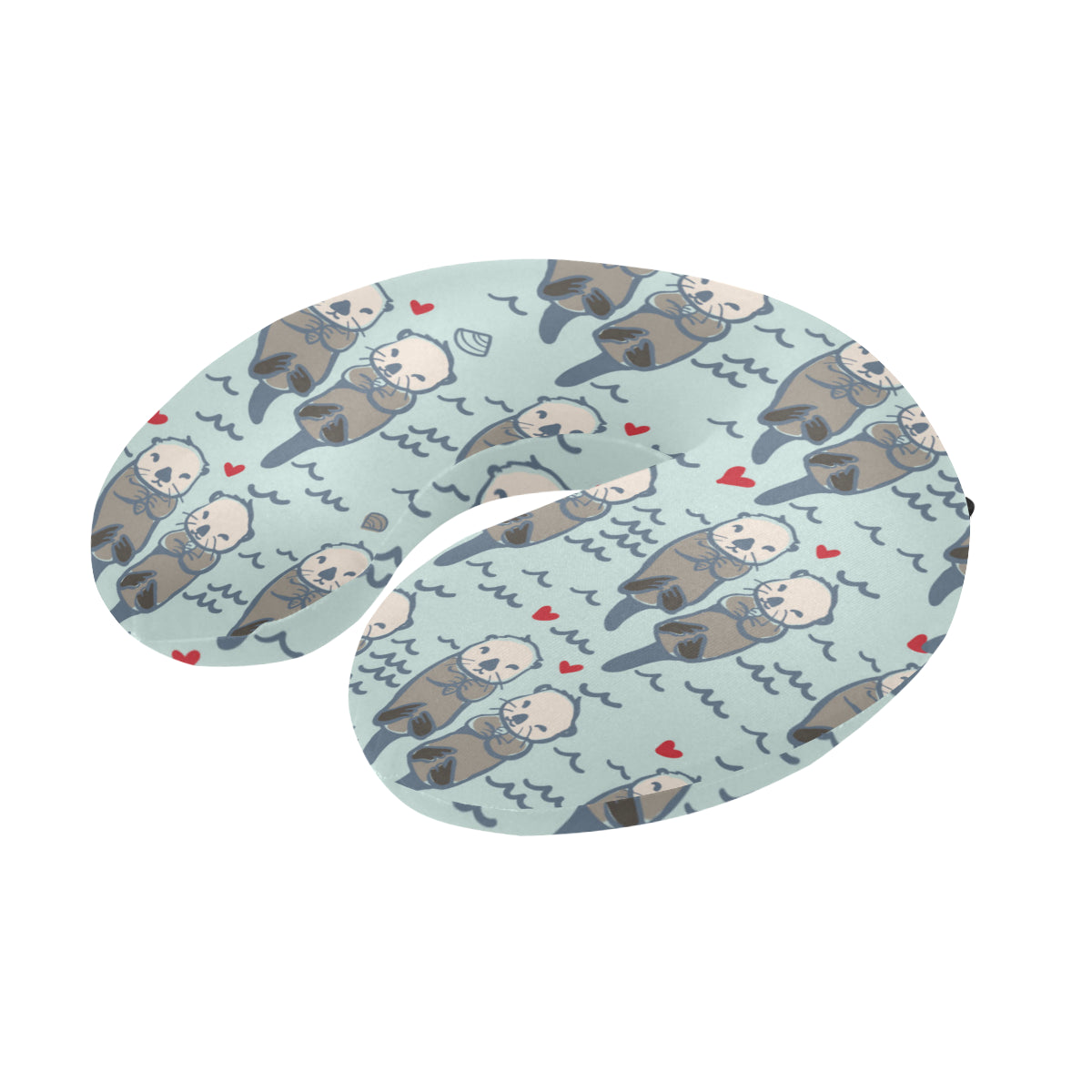 Sea Otter Pattern Print Design 03 U-Shaped Travel Neck Pillow