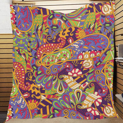 Funky Retro Pattern Print Design A04 Premium Quilt
