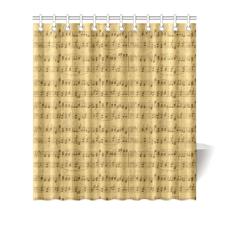 Music Note Vintage Themed Print Shower Curtain