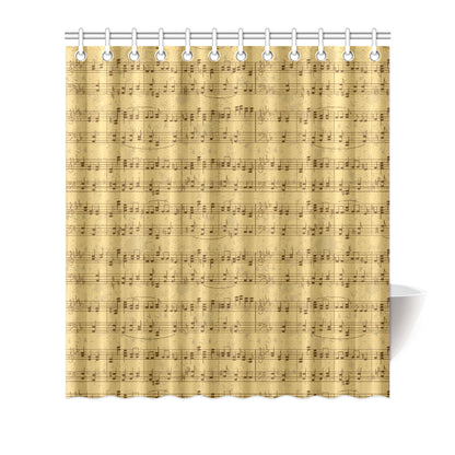 Music Note Vintage Themed Print Shower Curtain