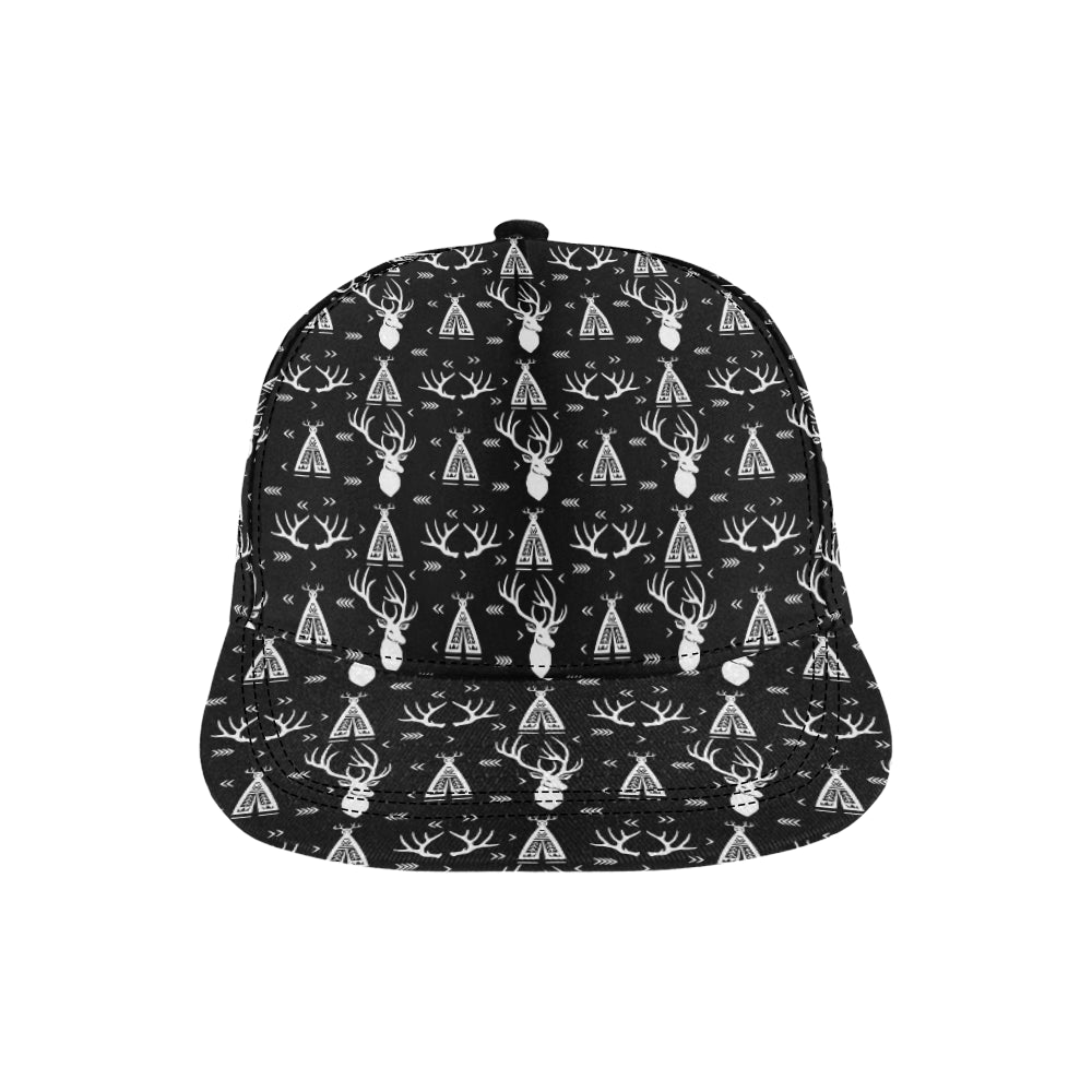 Deer Native Indian Print Pattern Snapback Cap