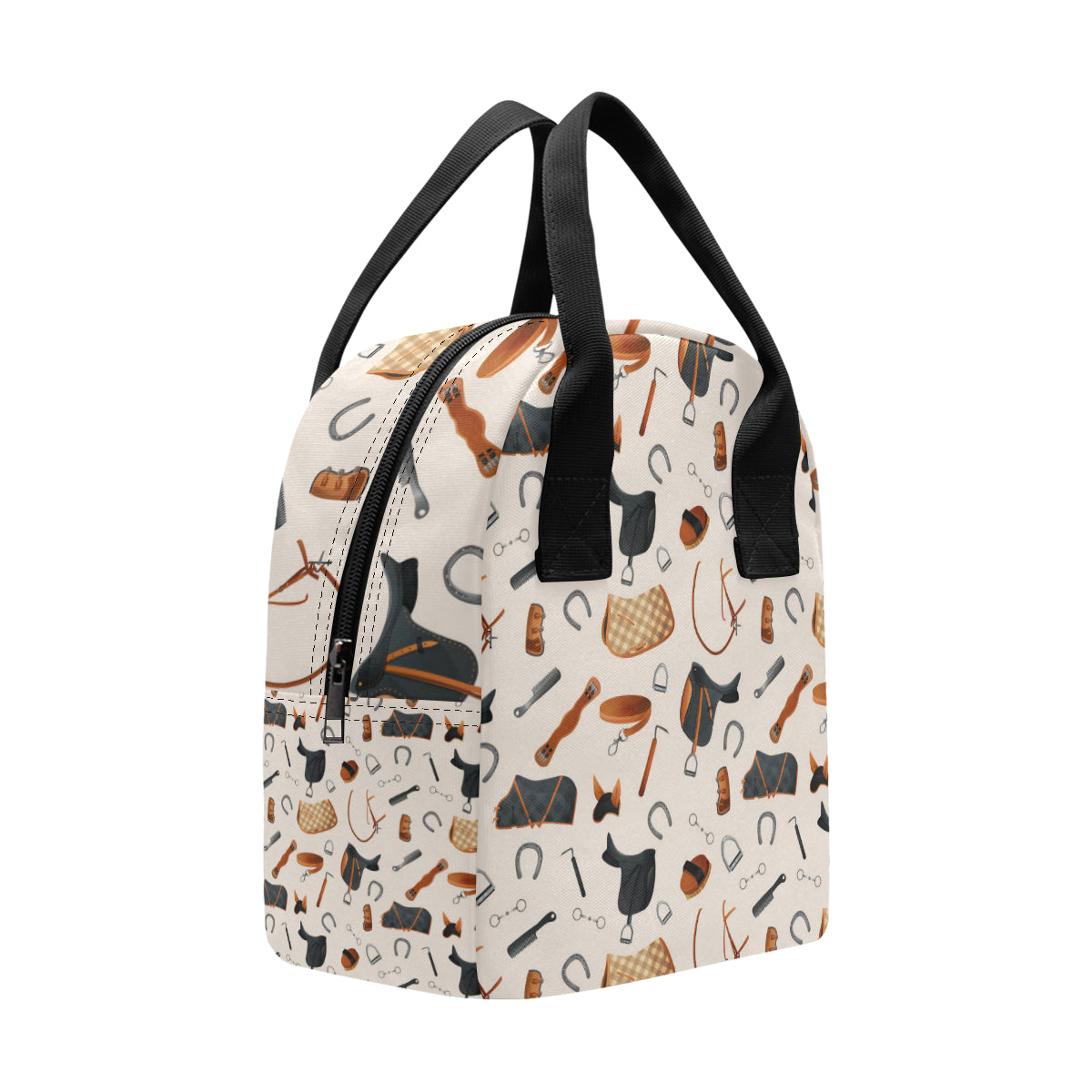 Equestrian Equipment Print Pattern Insulated Lunch Bag