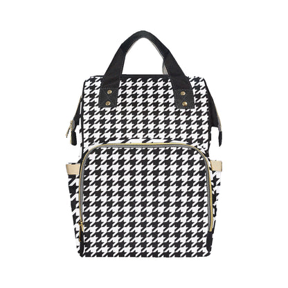 Houndstooth Black White  Pattern Print Design 05 Diaper Bag Backpack