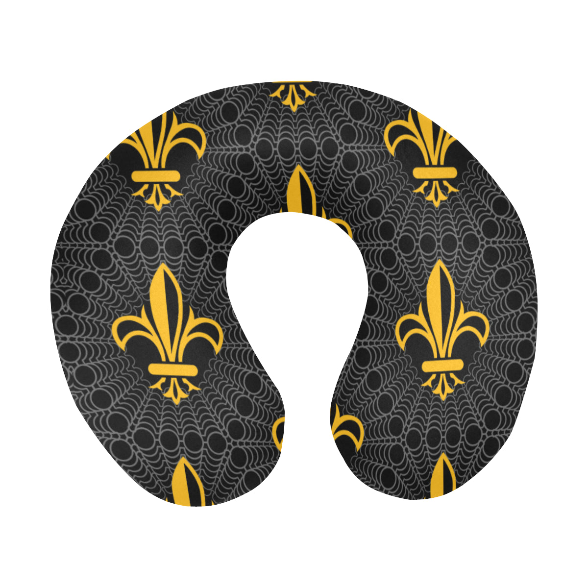 Fleur De Lis Gold Pattern Print Design 01 U-Shaped Travel Neck Pillow