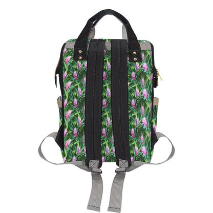 Tropical Folower Pink Heliconia Print Diaper Bag Backpack