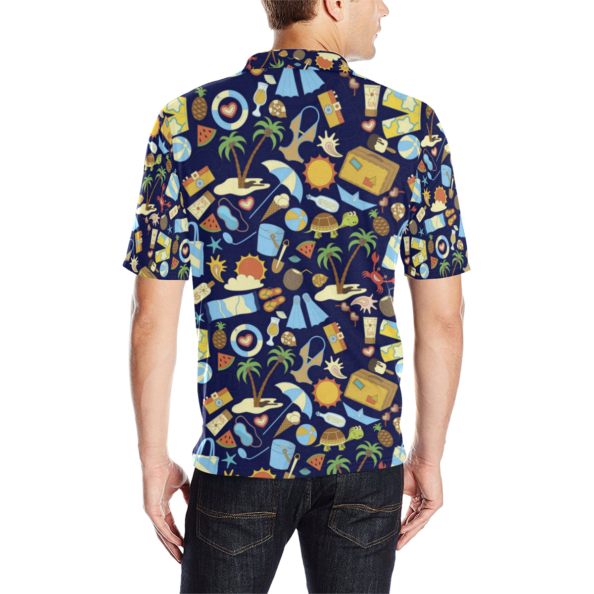 Beach Themed Pattern Print Design 04 Men Polo Shirt