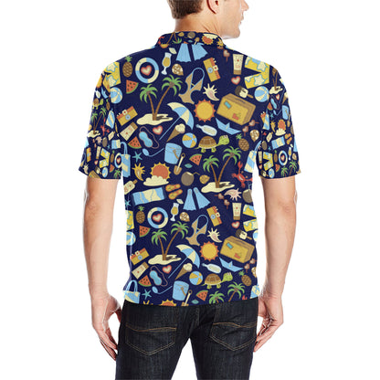 Beach Themed Pattern Print Design 04 Men Polo Shirt