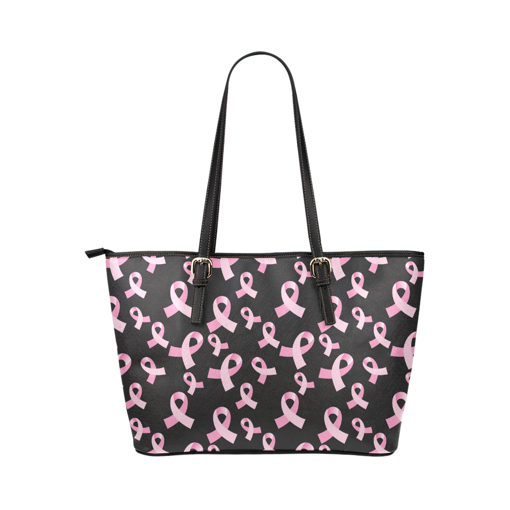 Breast Cancer Awareness Design Leather Tote Bag
