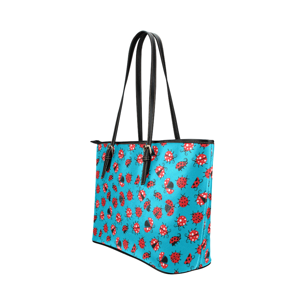 Ladybug Action Print Pattern Leather Tote Bag