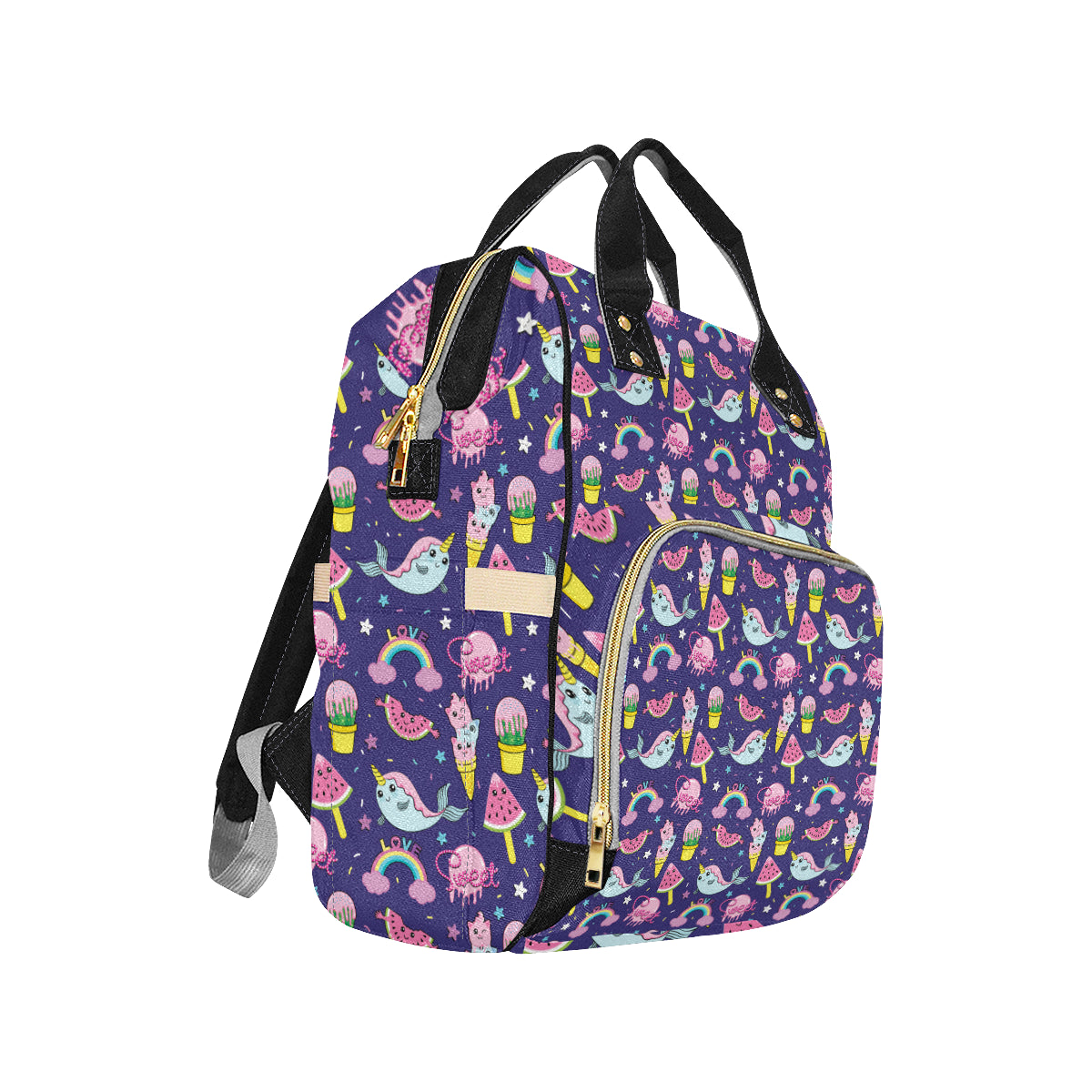 Narwhal Cute Pattern Print Design 02 Diaper Bag Backpack