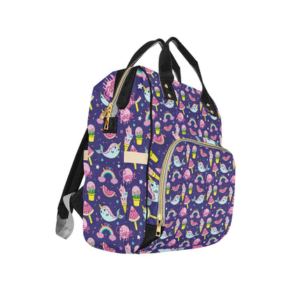 Narwhal Cute Pattern Print Design 02 Diaper Bag Backpack