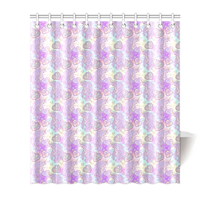 Unicorn Rainbow Star Heart Print Shower Curtain