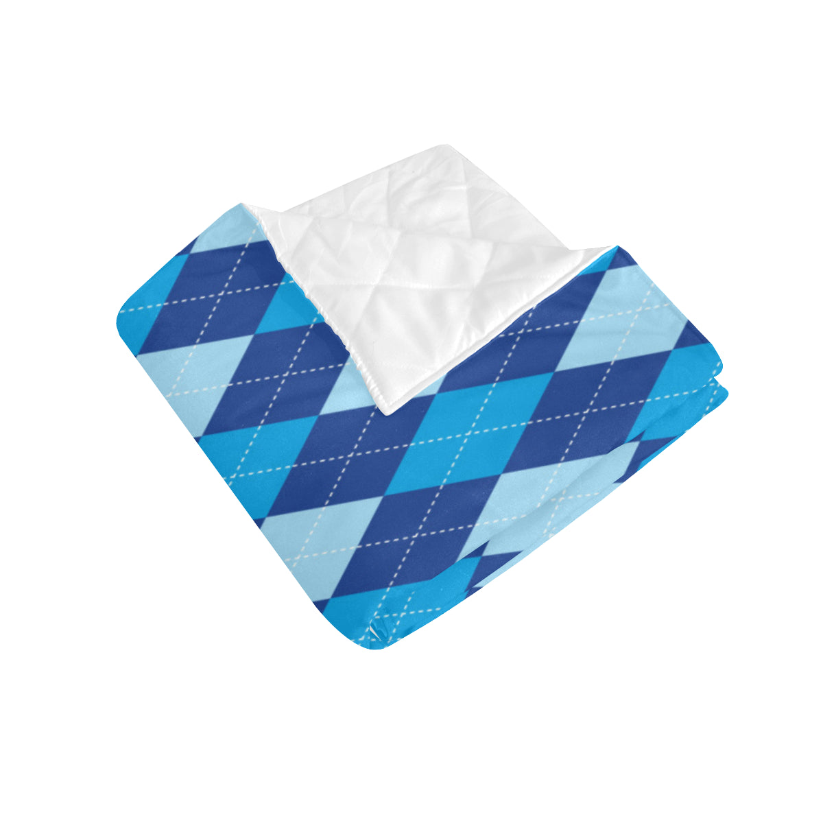 Argyle Blue Pattern Print Design 02 Premium Quilt