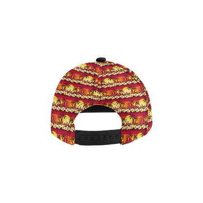 Hawaiian Tropical Sunset Hibiscus Print Snapback Cap