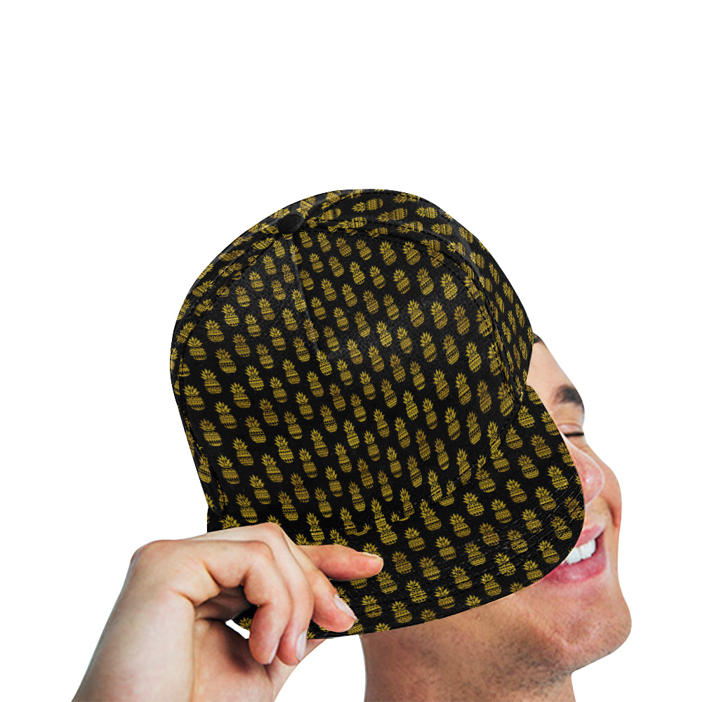 Pineapple Gold Tribal Style Print Snapback Cap