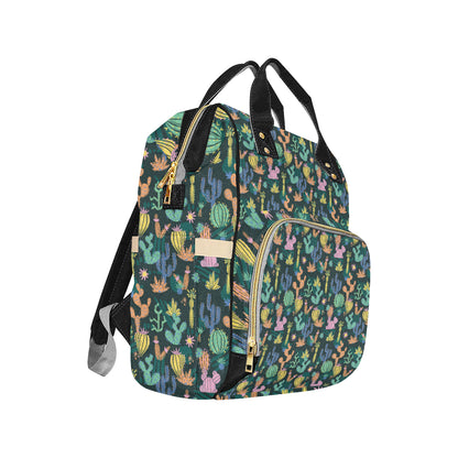 Cactus Pattern Print Design 05 Diaper Bag Backpack