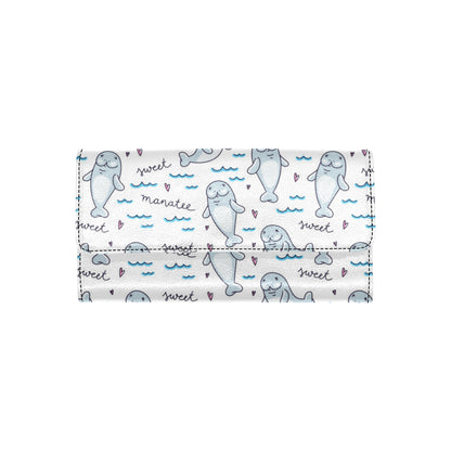 Manatee Baby Pattern Print Design 03 Women's Trifold Wallet