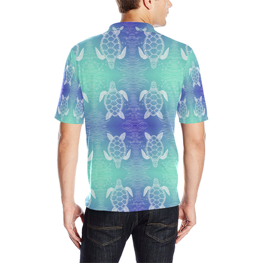 Sea Turtle Draw Men Polo Shirt