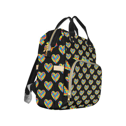 Autism Awareness Heart Design Print Diaper Bag Backpack
