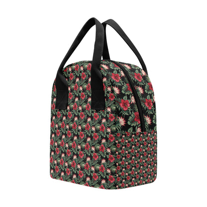 Flower Hawaiian Red Hibiscus Design Print Insulated Lunch Bag
