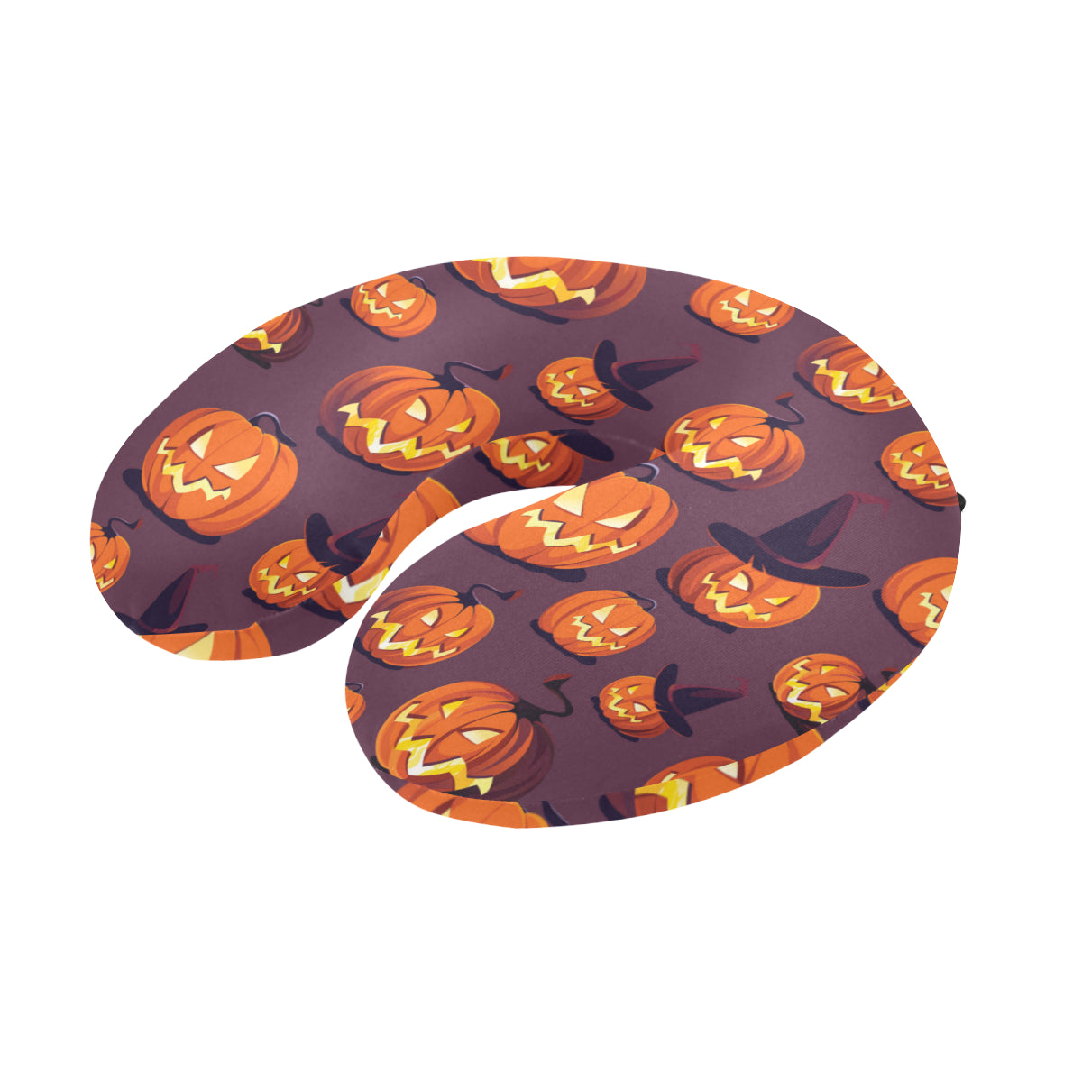 Halloween Pumpkin Pattern Print Design 03 U-Shaped Travel Neck Pillow