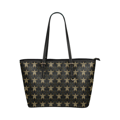 Gold Tribal Turtle Polynesian Design Leather Tote Bag