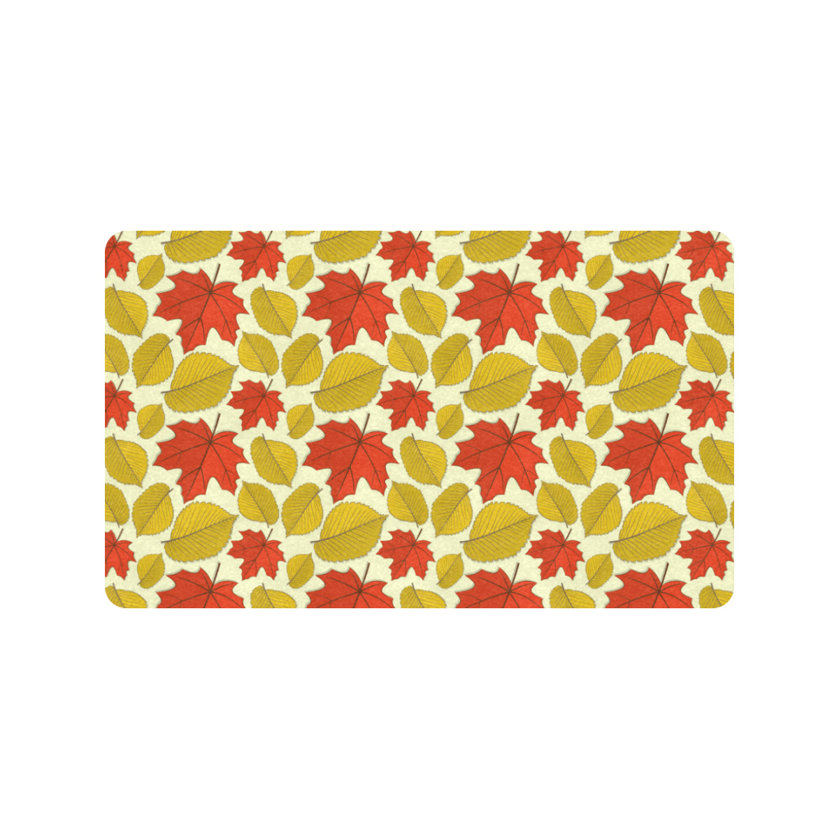 Elm Maple Leave Print Pattern Rubber Doormat