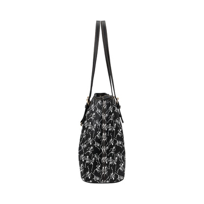 Skeleton Style Print Leather Tote Bag