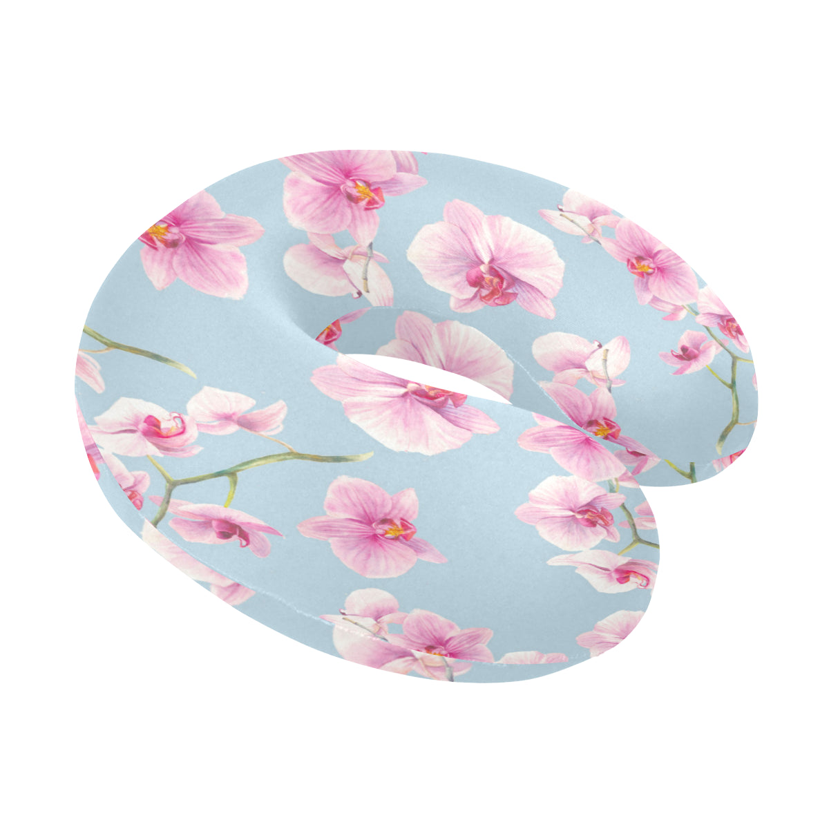 Orchid Pattern Print Design A01 U-Shaped Travel Neck Pillow