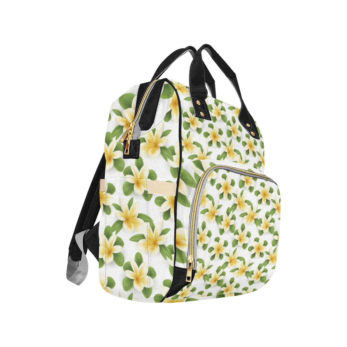 Yellow Plumeria Pattern Print Design PM012 Diaper Bag Backpack