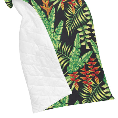 Hawaiian Flower Tropical Palm Leaves Premium Quilt