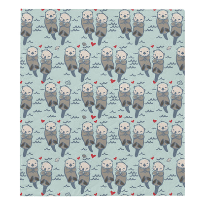 Sea Otter Pattern Print Design 03 Premium Quilt