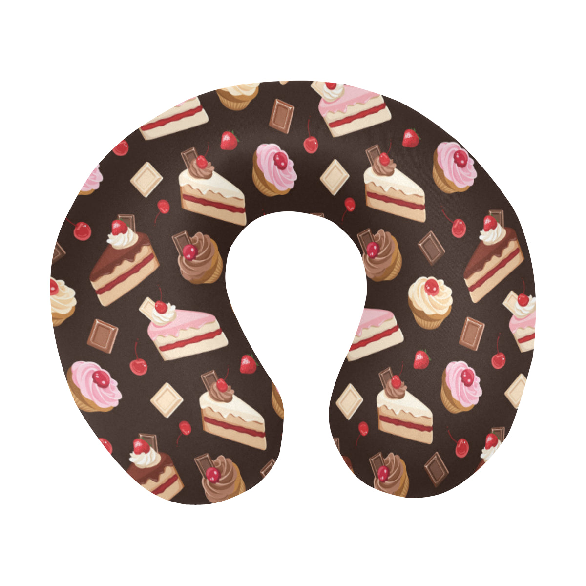 Cake Pattern Print Design 04 U-Shaped Travel Neck Pillow
