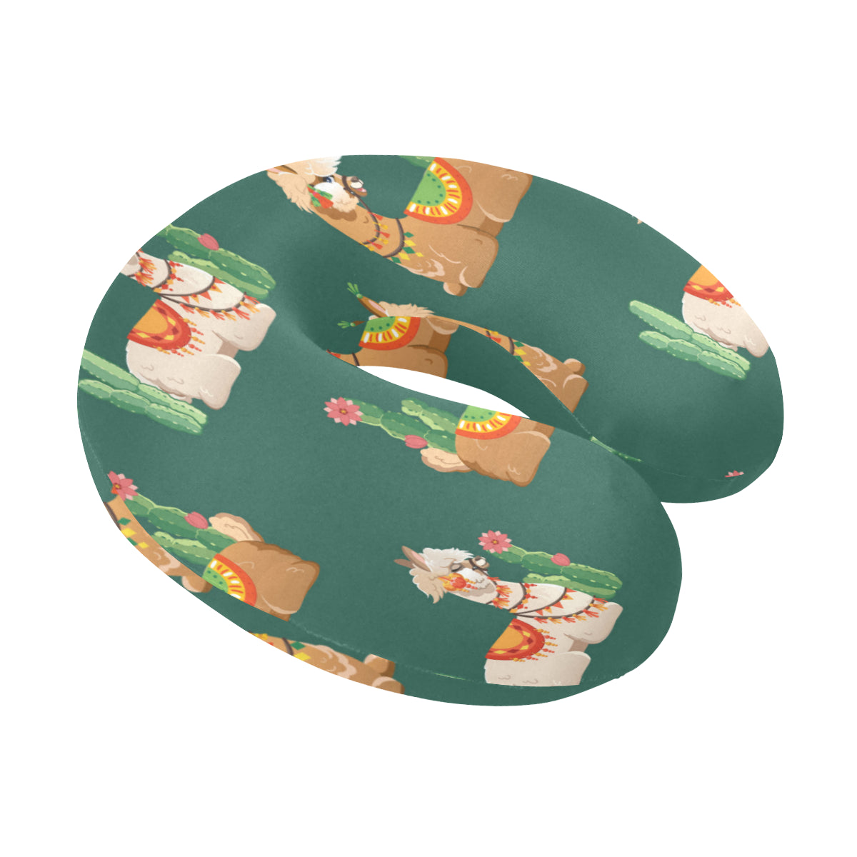 Llama Cactus Pattern Print Design 07 U-Shaped Travel Neck Pillow