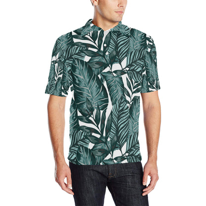 Tropical Palm Leaves Pattern Men Polo Shirt