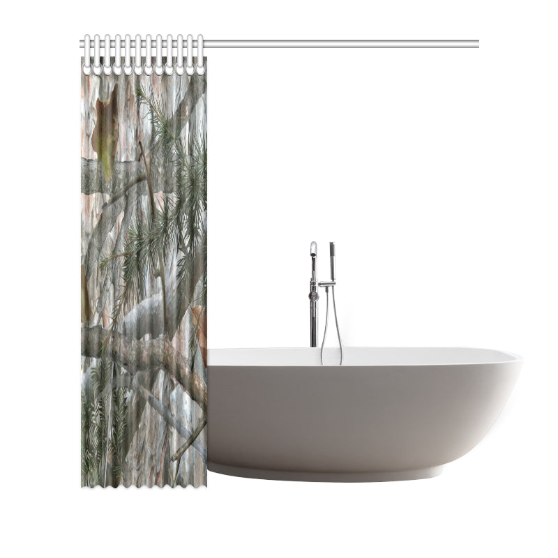 Camo Realistic Tree Forest Pattern Shower Curtain