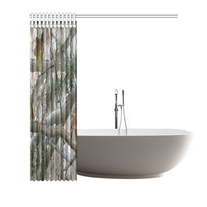 Camo Realistic Tree Forest Pattern Shower Curtain