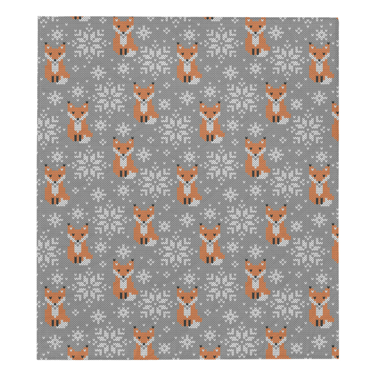 Knit Red Fox Pattern Print Design 02 Premium Quilt