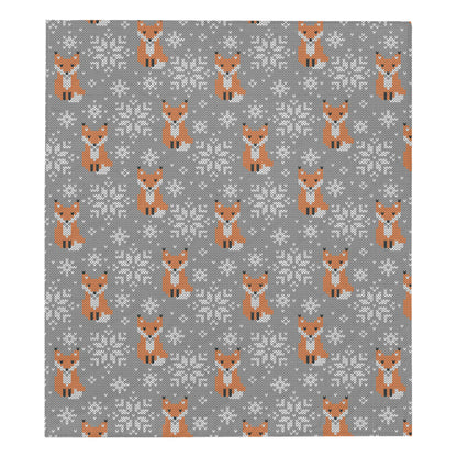 Knit Red Fox Pattern Print Design 02 Premium Quilt