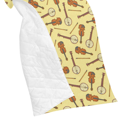 Banjo Violin Pattern Print Design 01 Premium Quilt