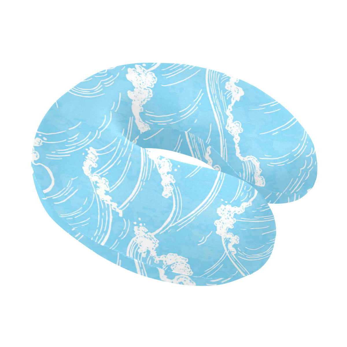 Ocean Wave Pattern Print Design A01 U-Shaped Travel Neck Pillow