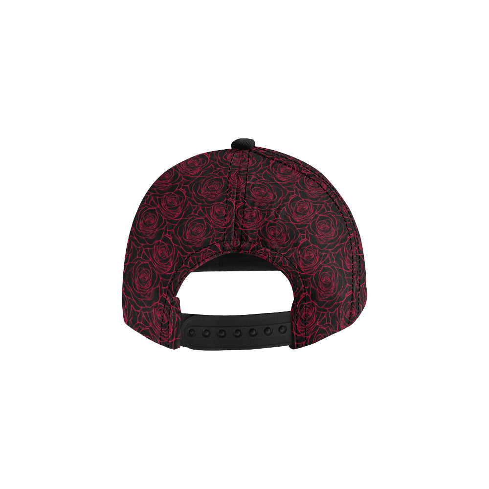 Red Rose Design Print Snapback Cap
