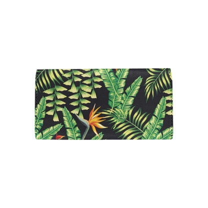 Hawaiian Flower Tropical Palm Leaves Women's Trifold Wallet