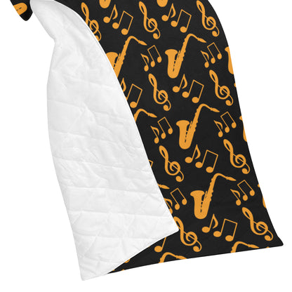 Saxophone Pattern Print Design 02 Premium Quilt