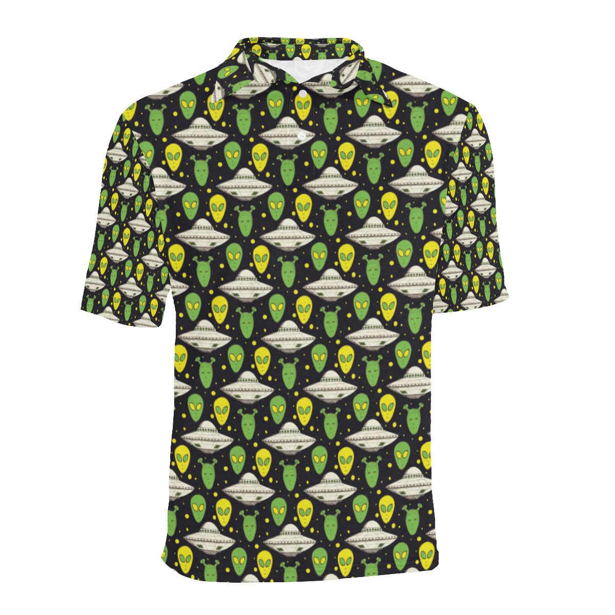 Alien UFO Pattern Men Polo Shirt