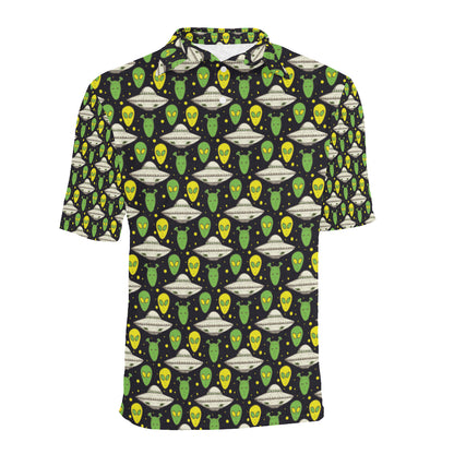 Alien UFO Pattern Men Polo Shirt