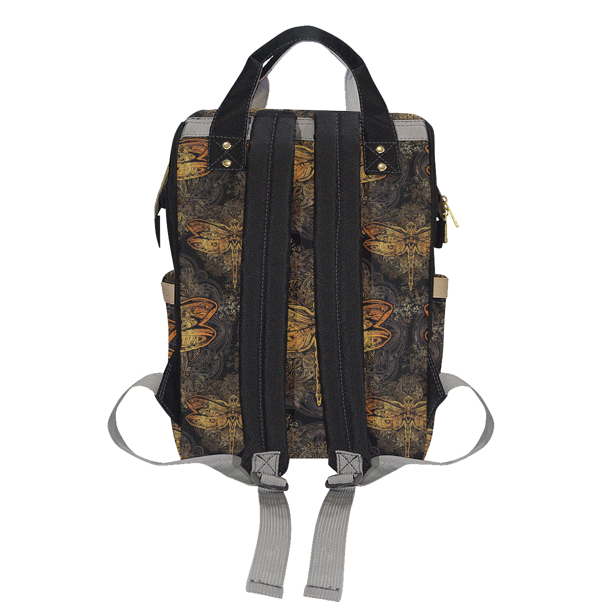 Gold Dragonfly Mandala Diaper Bag Backpack