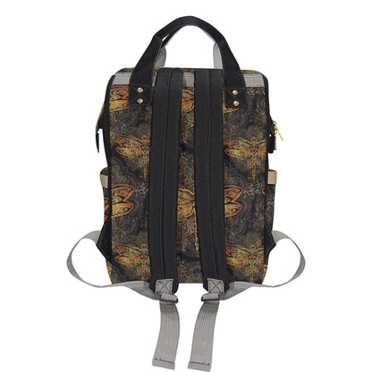 Gold Dragonfly Mandala Diaper Bag Backpack