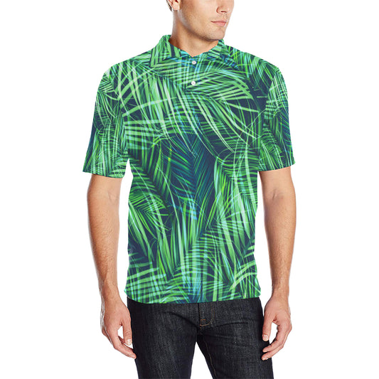 Palm Leaves Pattern Print Design PL02 Men Polo Shirt